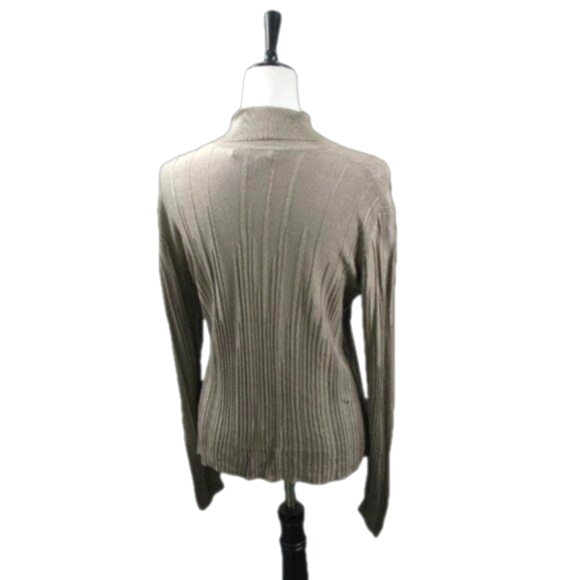 Cable & Gauge Tan 100% Silk Textured Turtleneck Size XL - Picture 4 of 6